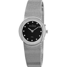 Skagen Ladies Black Dial Stainless Steel Mesh Bracelet Watch C589sssb