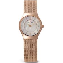 Skagen Ladies Rose Gold Tone Mesh Bracelet 233XSRR Watch