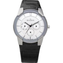 Skagen Men's Multi-function Sunray Dial Watch (Skagen Mens Watch White & Black Multifunction)