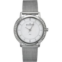 Skagen Womens Mesh Watch Stainless Steel Round Face 804sss