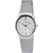 Skagen Women's O693xsgsw Quartz Nother Of Pearl Dial Stainless Steel Watch