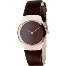 Skagen Women's Swiss Brown Leather Watch 582Srlm