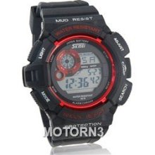 Skmei 0914 Water Resistant Dual-movement Unisex Digital Watch (Red)