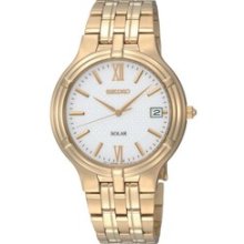 SNE030 -- Seiko Men's Gold-Tone Stainless Steel Watch w/Round White Dial