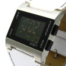 Spirit Cool Retro Mens Digital Watch Wide Strap Boxed White