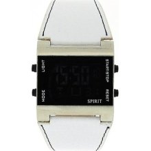 Spirit Gents Digital Date-alarm White Pu Strap Casual Watch Aspg09