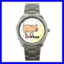 Sport Metal Watch Pig Boys Girls Babe Piggy Farm Animal (12463794)