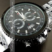 Sport Water Quartz Hours Date Hand Luxury Clock Men Steel Wrist Watch Ah186