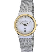 Stainless Steel Case And Mesh Bracelet Mother Of Pearl Dial Date Displ