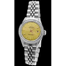 Stainless steel date just champagne stick dial rolex women watch jubilee