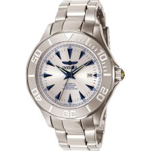 Stainless Steel Pro Diver Automatic Silver Tone Dial Blue Accents