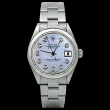 Stainless steel white diamond dial rolex datejust watch oyster perpetual