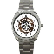 Starbucks Coffee Parody Unisex Silver-Tone Sports Metal Watch 14