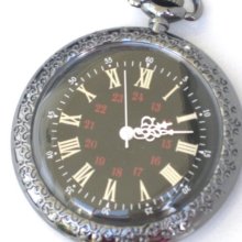 Steampunk - All Aboard Pocket Watch - Jet Black - Large - Necklace - N