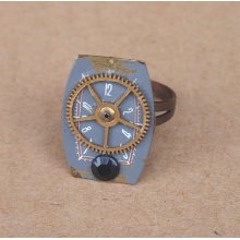 Steampunk Goth Watch Face Gear Ring