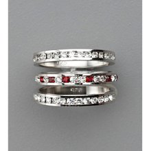 Sterling Silver Crystal Eternity Rings - Red/Clear