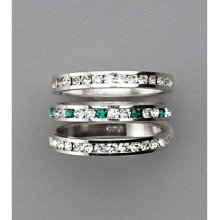 Sterling Silver Crystal Eternity Rings - Green/Clear