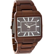 Structure by Surface Quartz Mens XL Brown Dial Bronze Bracelet Dress Watch 32719