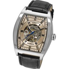 Stuhrling 182c2 331515 Millenia Prodigy Skeleton Cream Dial Leather Mens Watch