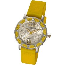 Stuhrling 225r 1116g2 Marina Swiss Quartz Swarovski Yellow Rubber Womens Watch