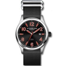 Stuhrling 406a 331ob75 Mens Nighthawk Swiss Quartz Date Black/red Canvas Watch