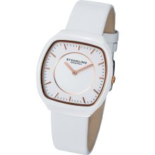 Stuhrling 435 12ep2 Masquerade Quartz Ceramic Leather Strap Womens Watch