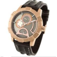 Stuhrling Original 265.3345K59 Mens Gen-Y Retro Rosetone Stainless Steel Case with Brown Dial on a Brown Strap