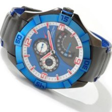 Stuhrling Original Men's Gen-X Sport Quartz Leather Strap Watch BLUE