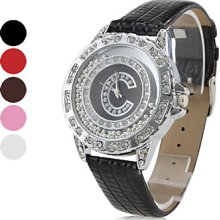 Style Women's Bead PU Leather Analog Quartz Wrist Watch (Assorted Colors)