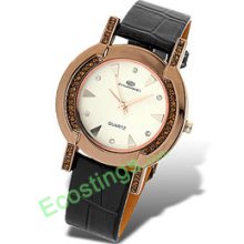 Stylish Dial Leather Watchband Round Ladies' Watch