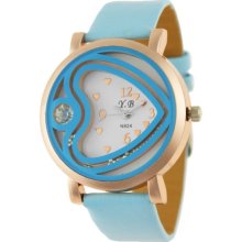 Stylish Heart and Rhinestones Decoration Quartz Analog Watch (Blue) - Blue - Metal