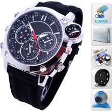 Survival Watch - Leather Belt Wrist Watch with Camera, Video Recordin