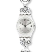 Swatch Women's Menthol Tone White Crystals Silver Dial Watch Lk321g