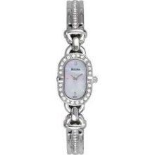 Sweet Lovely Bangle Style Crystal Mother Of Pearl Dial Women's Dress Watch 96t57