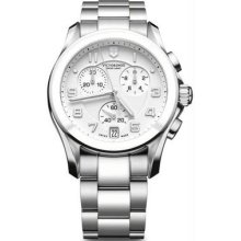 Swiss Army Men's Chronograph Stainless Steel Case And Bracelet Silver