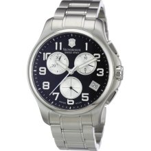 Swiss Army Men's Victorinox Officer Stainless Steel Case and Bracelet Chronograph Black Dial 241455