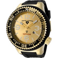 Swiss Legend Men's Neptune Gold Dial Black Silicone