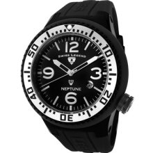 Swiss Legend Watch 21818p-bb-01-sa Men's Neptune Black Dial Silver Bezel Black