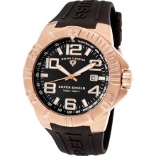 SWISS LEGEND Watches Men's Super Shield Black Dial Rose Gold Tone IP S