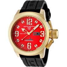 SWISS LEGEND Watches Men's Submersible Red Dial Gold Ion Plated SS Cas