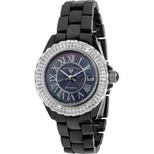 Swiss Legend Women's Karamica White Diamond (1.04 Ctw) Black Mop Dial