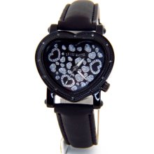 Swiss Master SWM024 Heart Shape Black Ionic Case Diamond Women's Watch