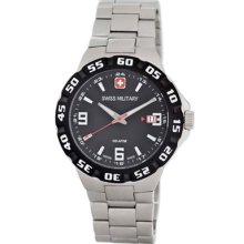 Swiss Military Calibre Watches Men's Racer Black Dial Silver-Tone Stai