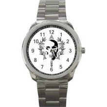 Tattoo Ver 1 Unisex Silver-Tone Sports Metal Watch 10