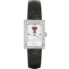 Texas Tech Women's Black Leather Strap Allure Watch