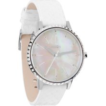 The Kensington Leather Watch for Women - One Size - Crystal / White Sn