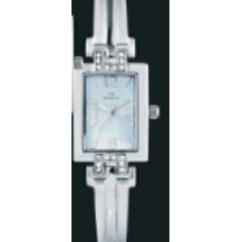 Time America Ladies` Watch W/ Rectangle Light Blue Face & Arabic Numbers