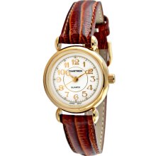 Timetech Women's Brown Leather Goldtone Watch (Timetech ladies gold-tone brown leather strap watch)