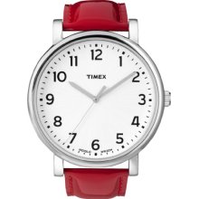 Timex Easy Reader Modern Heritage T2n385 Au Unisex Analog Quartz Watch With Red Leather Strap