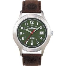 Timex Men's Expedition Silver-tone Brown Leather Strap Watch